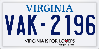 VA license plate VAK2196