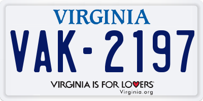 VA license plate VAK2197