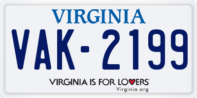 VA license plate VAK2199