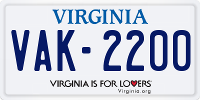 VA license plate VAK2200