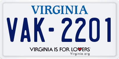 VA license plate VAK2201