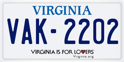 VA license plate VAK2202