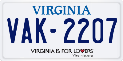VA license plate VAK2207