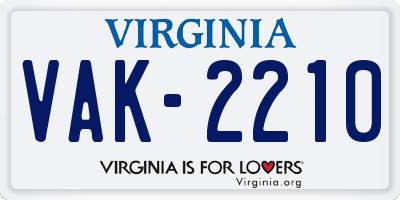 VA license plate VAK2210