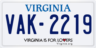 VA license plate VAK2219