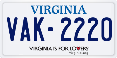 VA license plate VAK2220