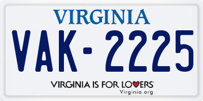 VA license plate VAK2225