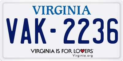 VA license plate VAK2236