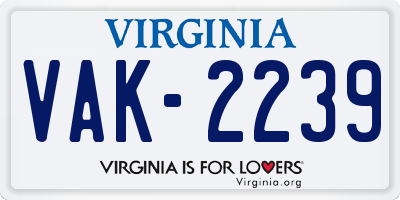 VA license plate VAK2239