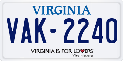 VA license plate VAK2240