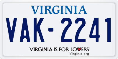 VA license plate VAK2241