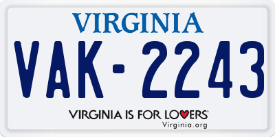 VA license plate VAK2243