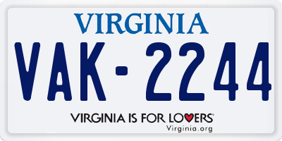 VA license plate VAK2244