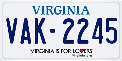 VA license plate VAK2245