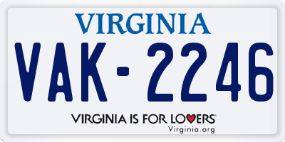 VA license plate VAK2246