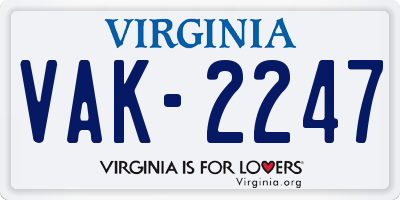 VA license plate VAK2247