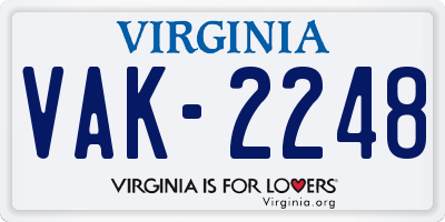 VA license plate VAK2248