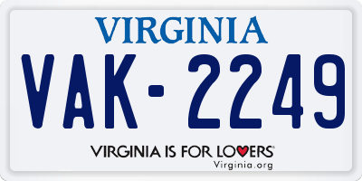 VA license plate VAK2249