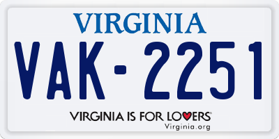 VA license plate VAK2251