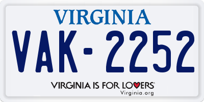 VA license plate VAK2252
