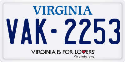 VA license plate VAK2253