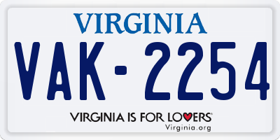 VA license plate VAK2254
