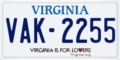VA license plate VAK2255