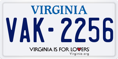 VA license plate VAK2256