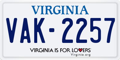 VA license plate VAK2257