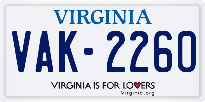 VA license plate VAK2260