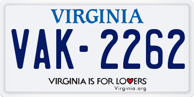 VA license plate VAK2262