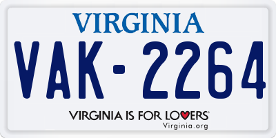 VA license plate VAK2264