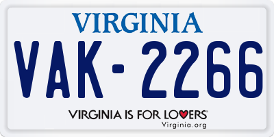 VA license plate VAK2266