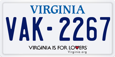 VA license plate VAK2267