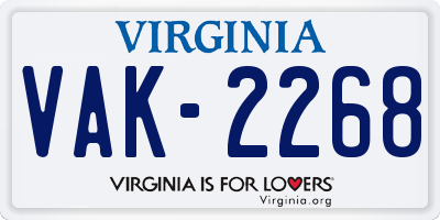 VA license plate VAK2268