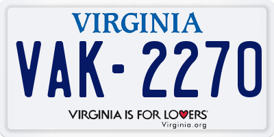 VA license plate VAK2270