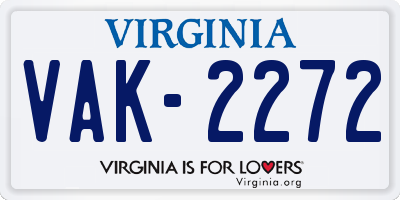 VA license plate VAK2272