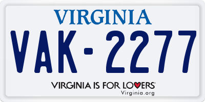 VA license plate VAK2277