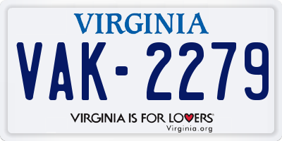 VA license plate VAK2279