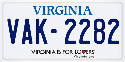 VA license plate VAK2282