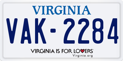 VA license plate VAK2284