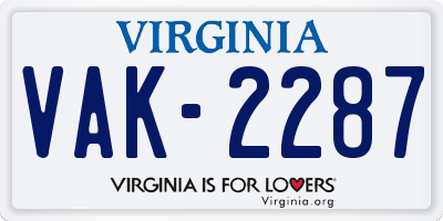 VA license plate VAK2287