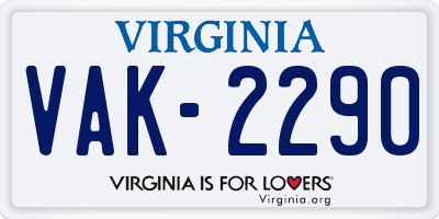 VA license plate VAK2290
