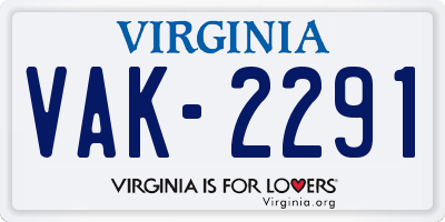 VA license plate VAK2291