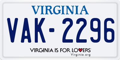 VA license plate VAK2296