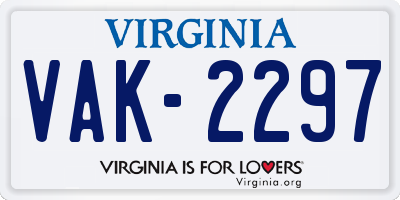 VA license plate VAK2297