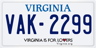VA license plate VAK2299