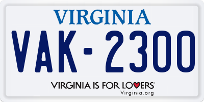 VA license plate VAK2300