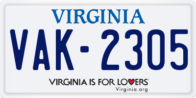 VA license plate VAK2305