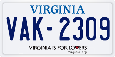 VA license plate VAK2309